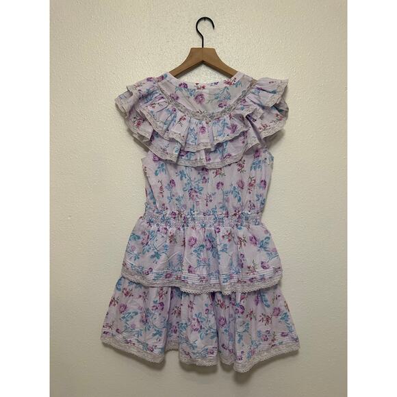 LoveShackFancy x Target Lou Double Ruffle Dress Purple Medium Coquette Romantic - Picture 8 of 8